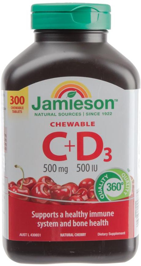 Jamieson Chewable Vitamin C + D3 Tablets (300 pk)