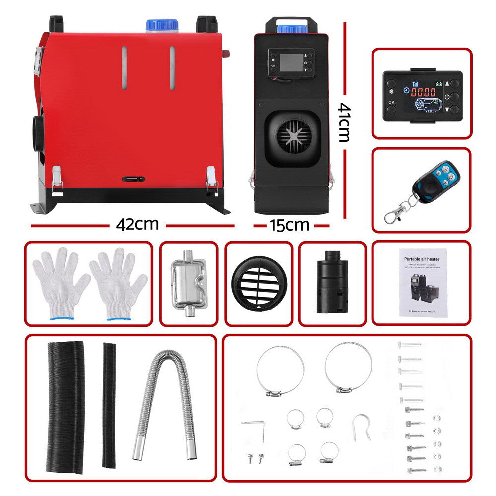 Giantz Diesel Air Heater All-in-one 12V 5KW LCD Remote Control for C - DAH-2-5KW