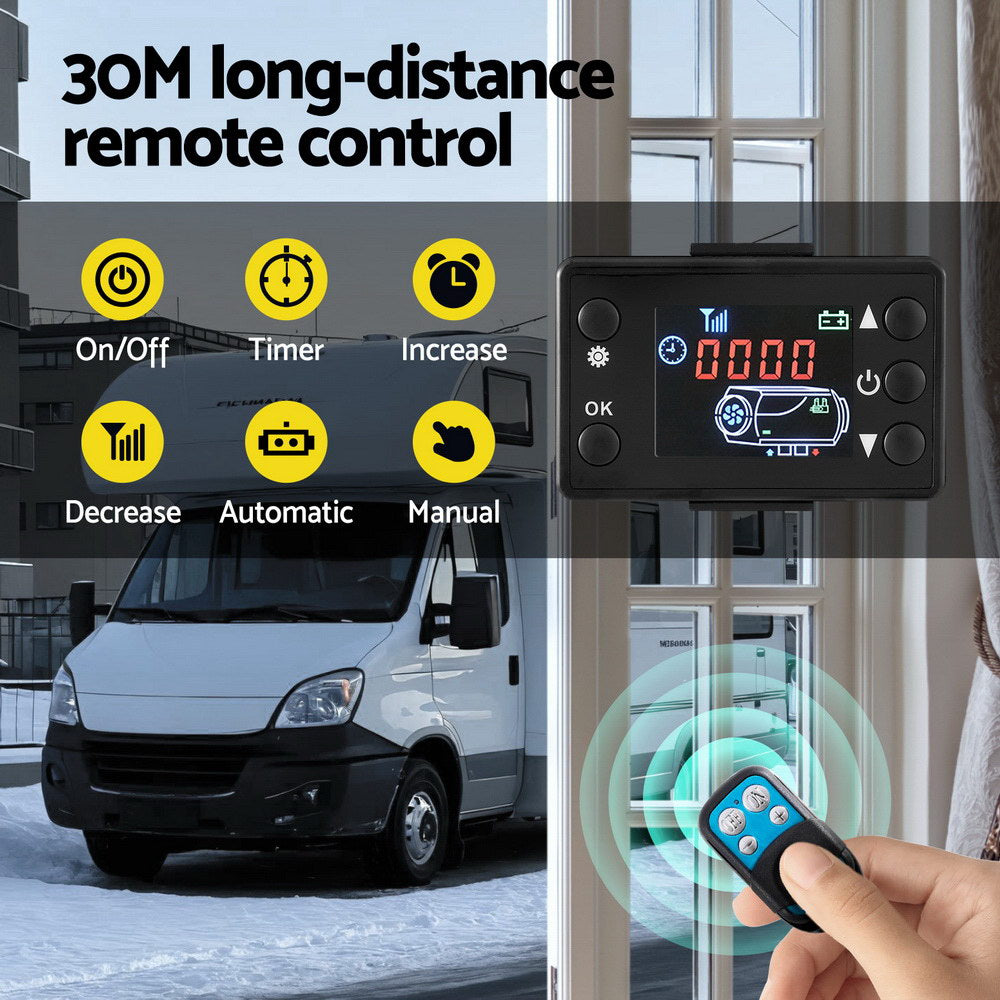 Giantz Diesel Air Heater All-in-one 12V 5KW LCD Remote Control for C - DAH-2-5KW