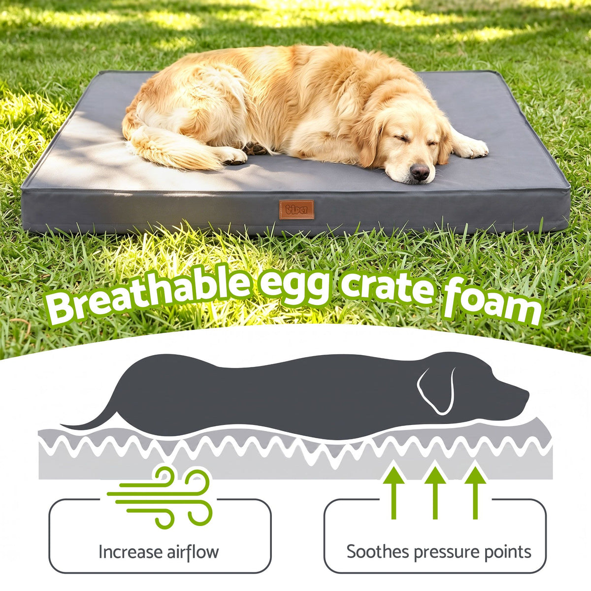i.Pet Dog Bed XL Water-resistant Egg Crate Foam Orthopedic Pet Mat Grey