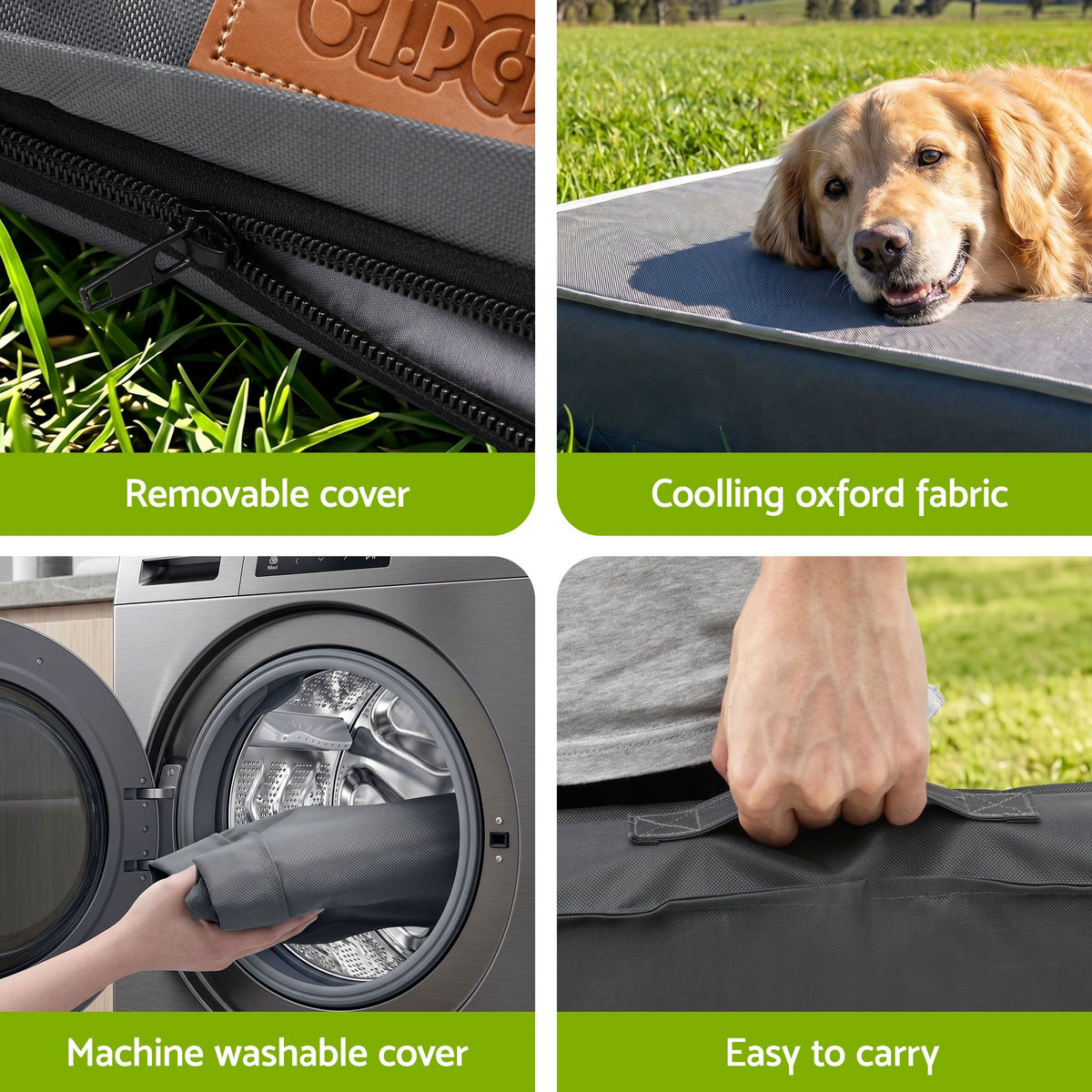 i.Pet Dog Bed XL Water-resistant Egg Crate Foam Orthopedic Pet Mat Grey