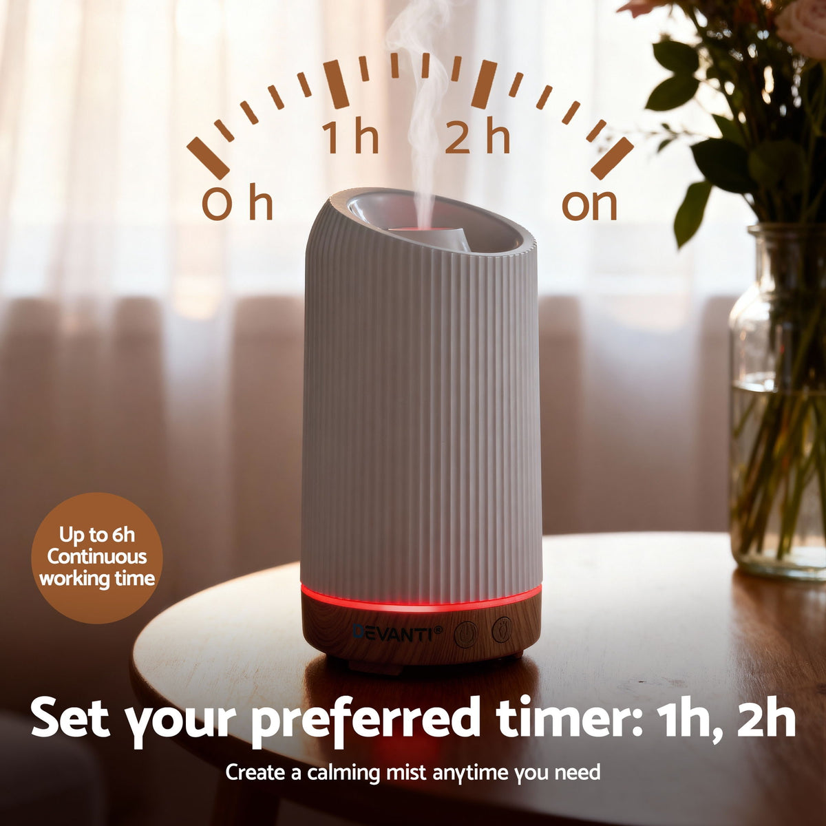 Devanti Ultrasonic Aroma Diffuser Aromatherapy 200ml LED Lights Iron Humidifier Forest