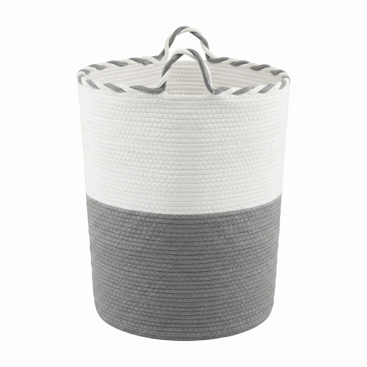 Artiss Woven Laundry Basket with handles Foldable White & Grey