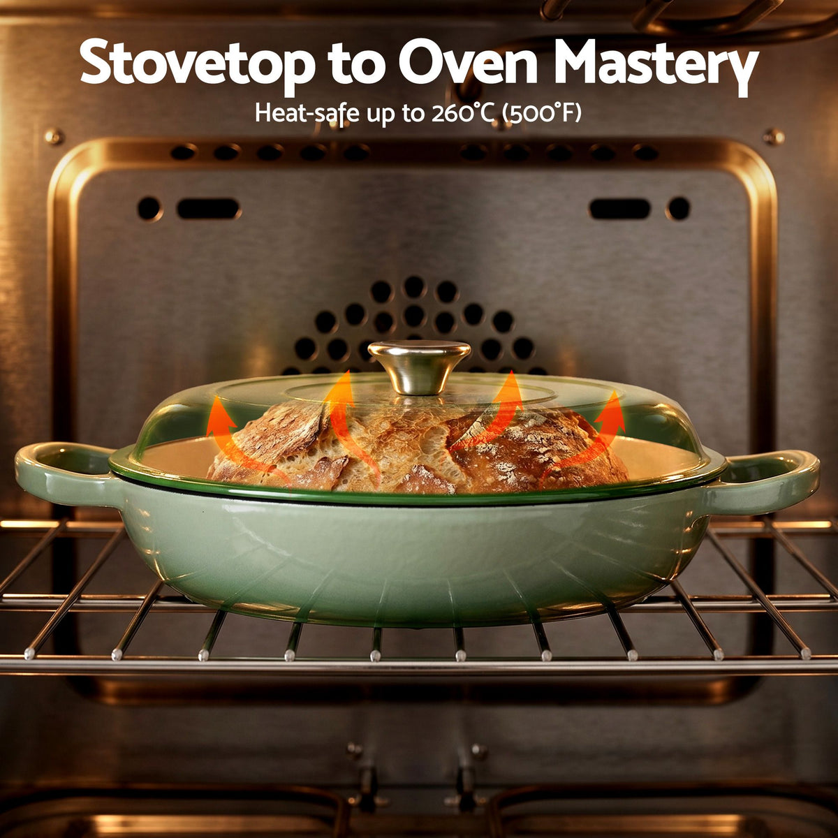 5-Star Chef 3.3L Enameled Cast Iron Dutch Oven Pot with Lid for - DTO-PAN-GN