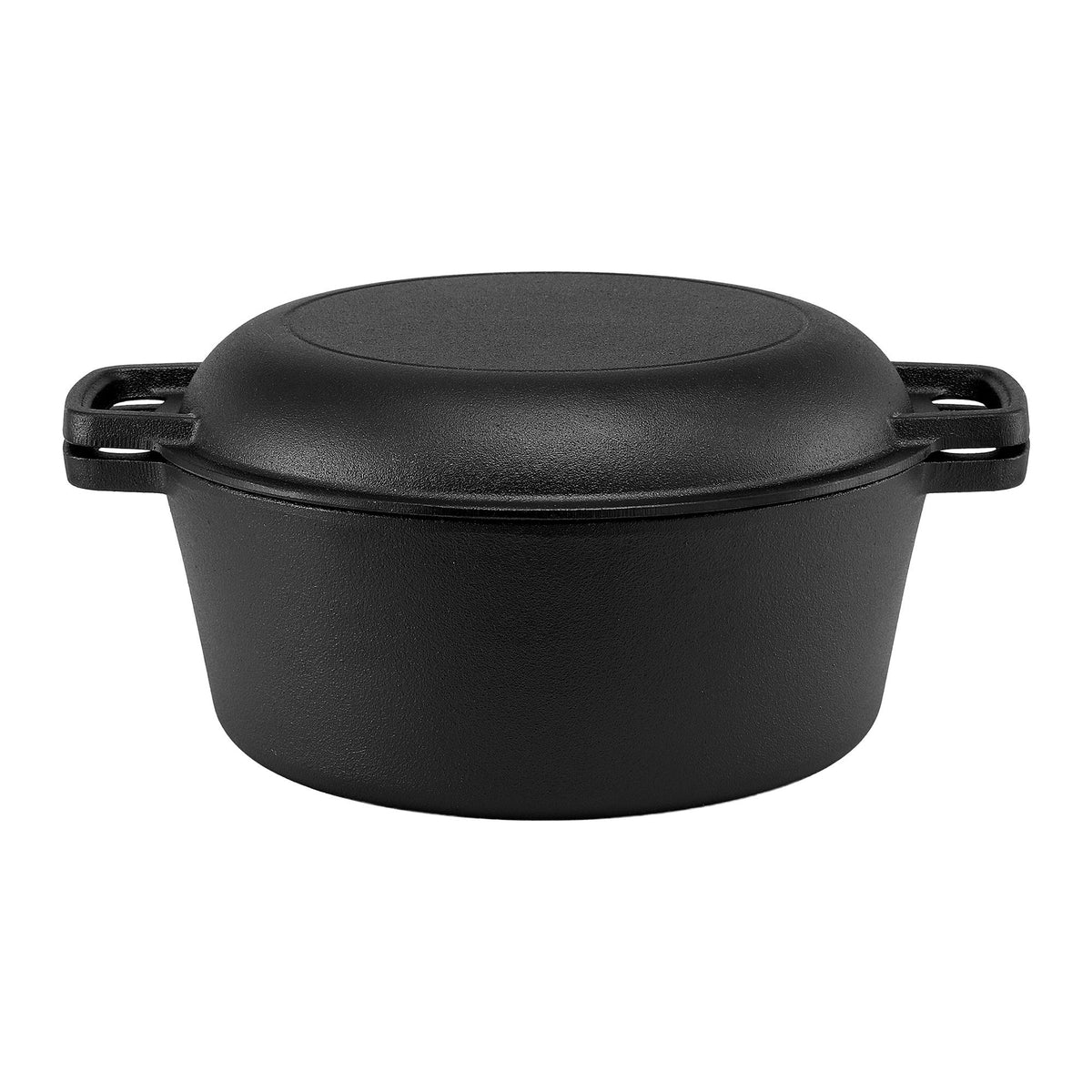 5-Star Chef 5L 2-In-1 Pre-Seasoned Cast Iron Dutch Oven Pot - DTO-POT-2IN1-BK