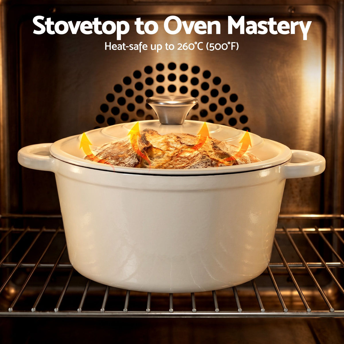 5-Star Chef 3.8L Enameled Cast Iron Dutch Oven Pot with Lid for - DTO-POT-WH