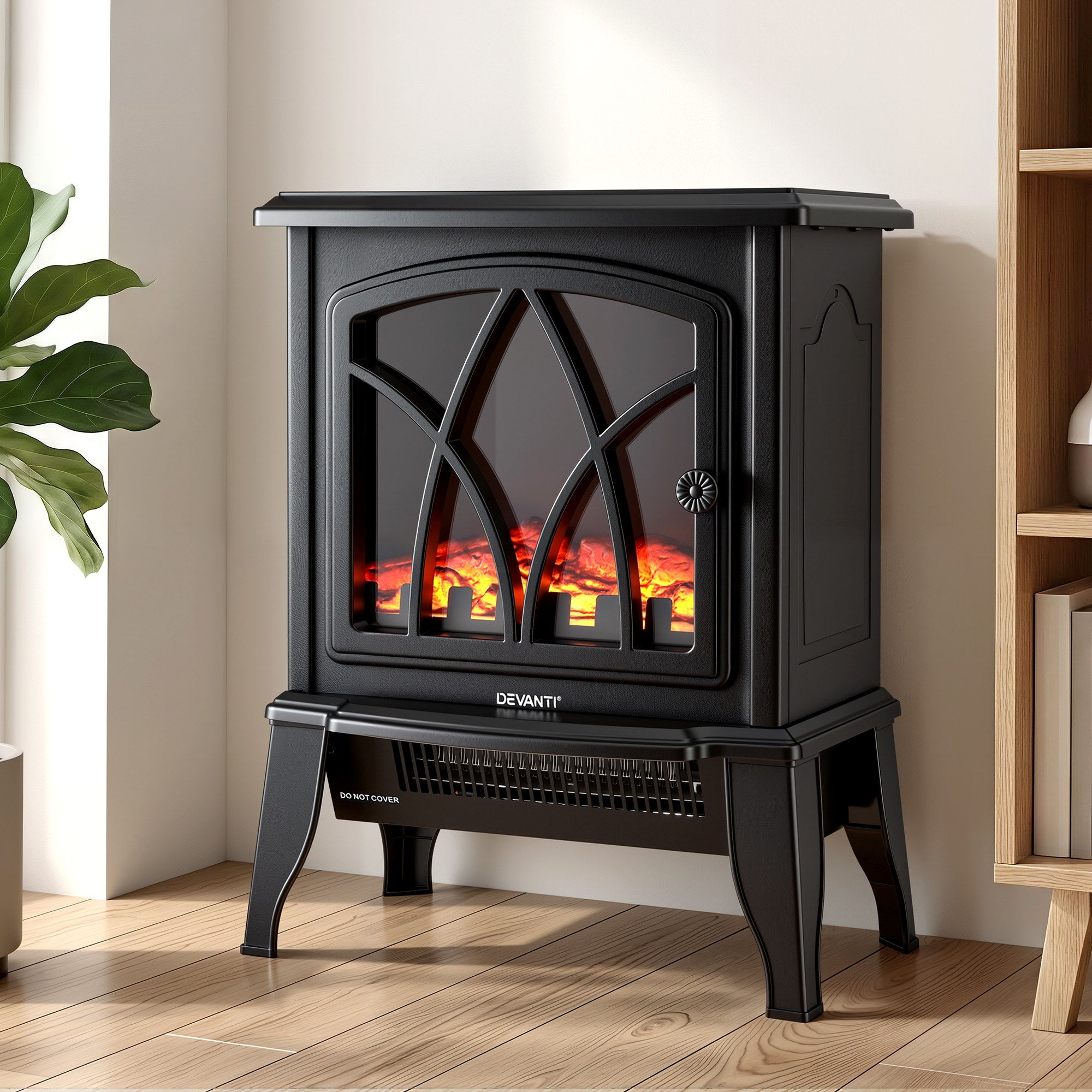Devanti 2000W Electric Fireplace Heater Stove Freestanding - EFL-D-19C-2000-BK