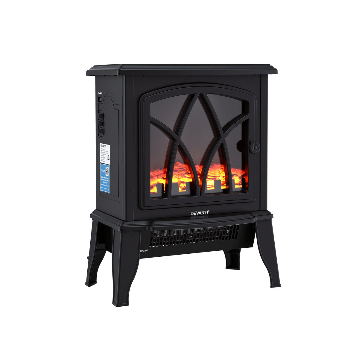 Devanti 2000W Electric Fireplace Heater Stove Freestanding - EFL-D-19C-2000-BK
