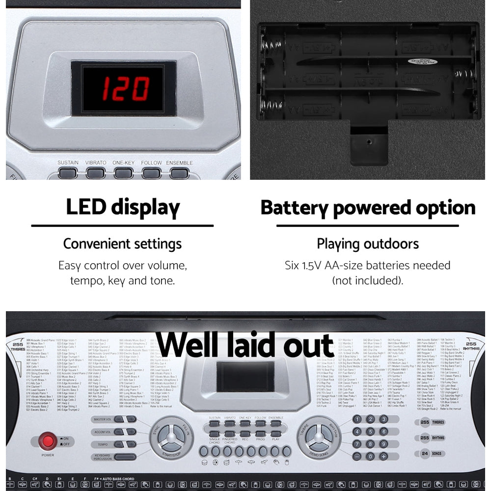 Alpha 61 Keys Electronic Piano Keyboard Digital Electric w - EK-JK-60-SL-H