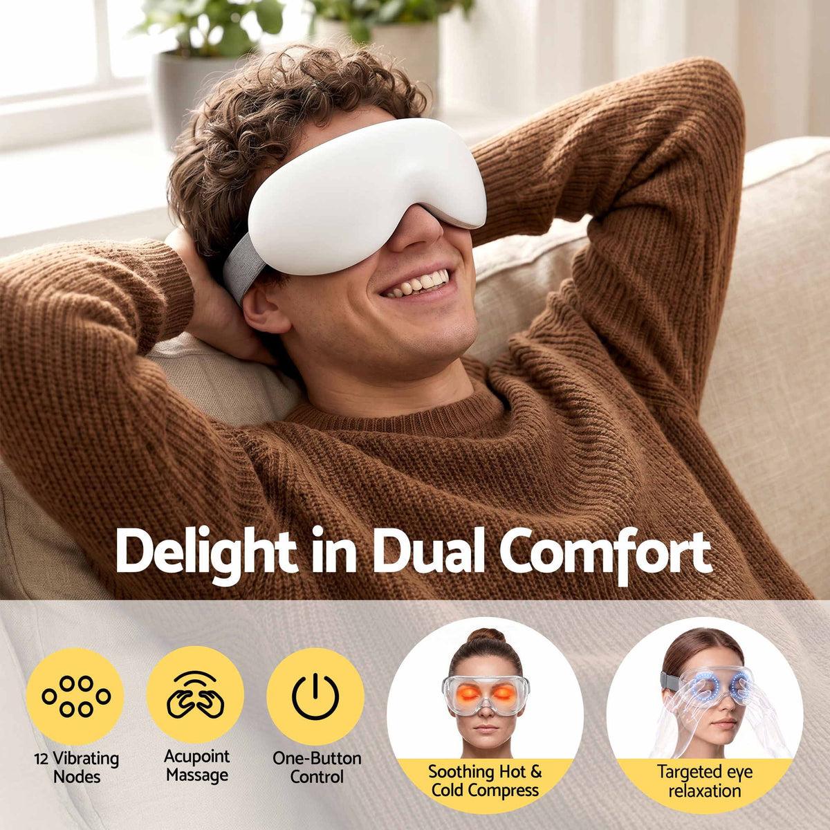 Livemor Eye Massager Cooling Heating Wireless Eye Mask White - 590370