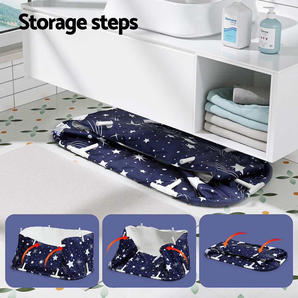 Weisshorn Foldable Bathtub PVC SPA Bucket Inflatable Cushion 134x65cm Star Navy