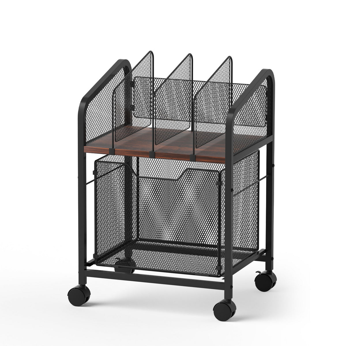 Artiss Mobile File Cabinet Rolling with Locking Wheels Wood - FC-MESH-1D-BK