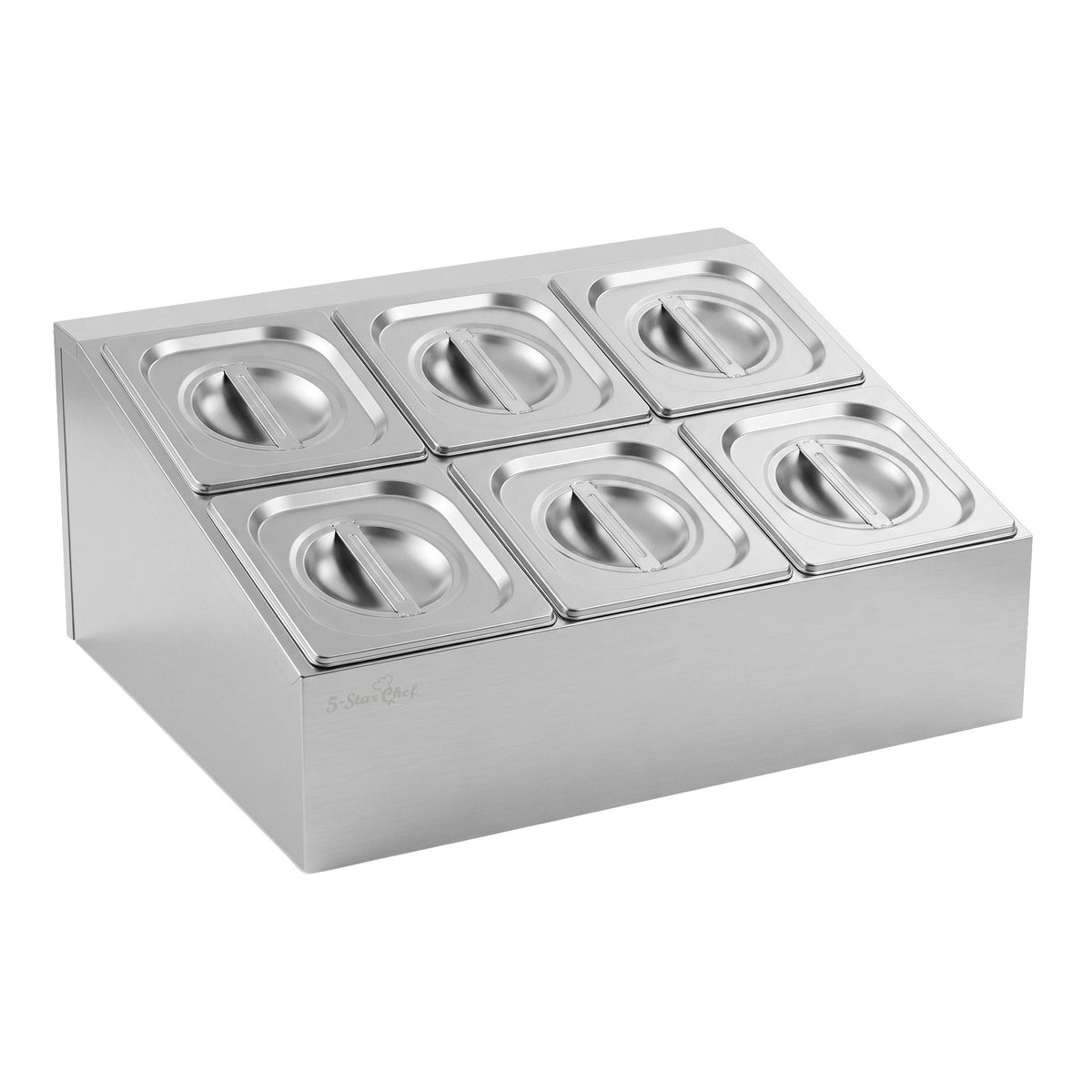 5 Star Chef 6 Pan Food Serving Container Stainless Steel Lids