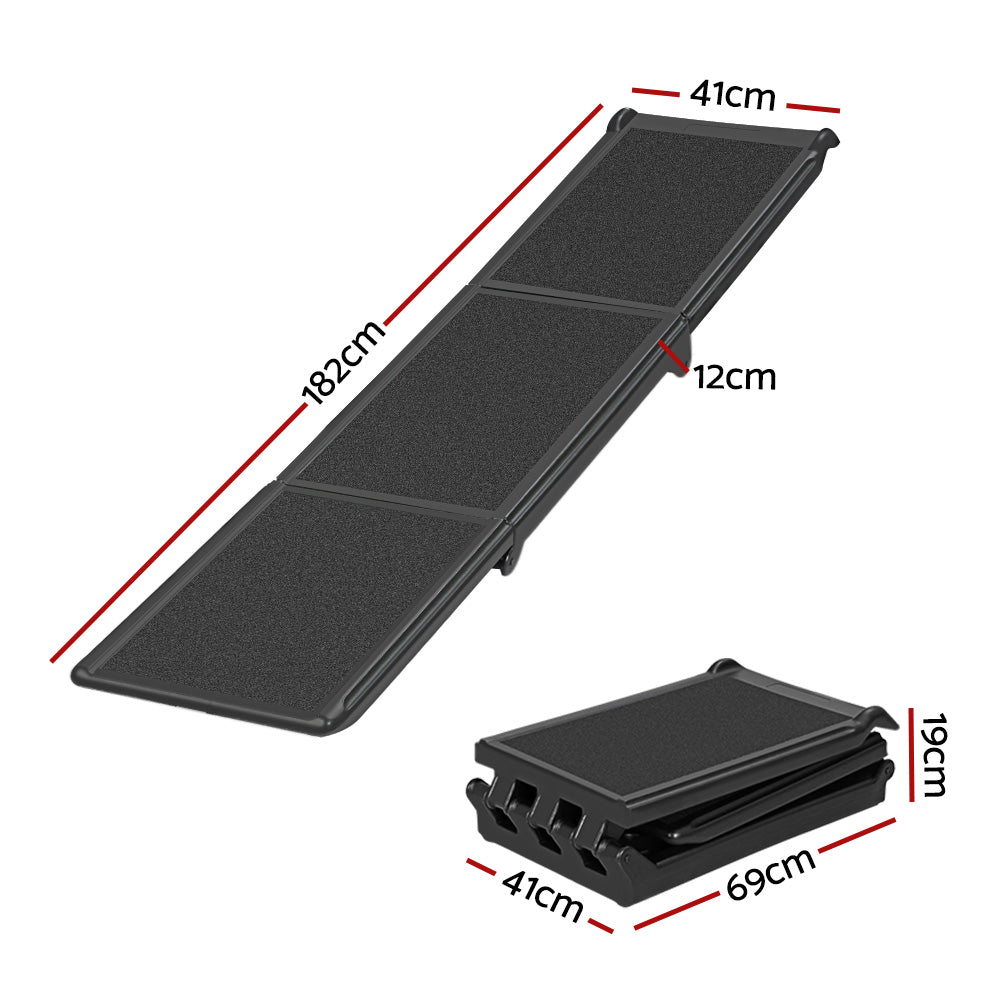 i.Pet Dog Ramp Pet Stairs Steps Car Travel SUV Ladder Foldable - FDR-D-453B-BK