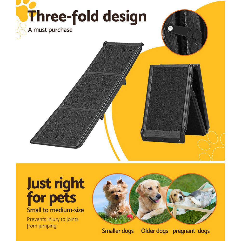 i.Pet Dog Ramp Pet Stairs Steps Car Travel SUV Ladder Foldable - FDR-D-453B-BK