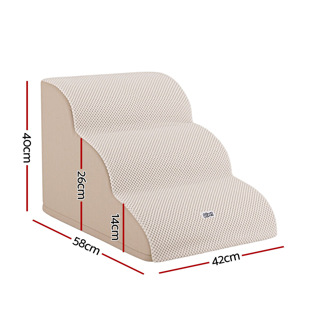 i.Pet Dog Ramp Washable Cover Stairs for Bed Sofa Foam Step Ladder 3 Tier Beige