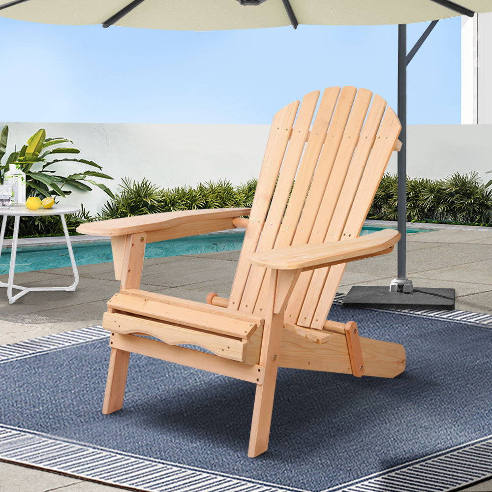 Gardeon Adirondack Outdoor Chairs Wooden Beach Chair Patio - FF-BEACH-CHAIR-NTL
