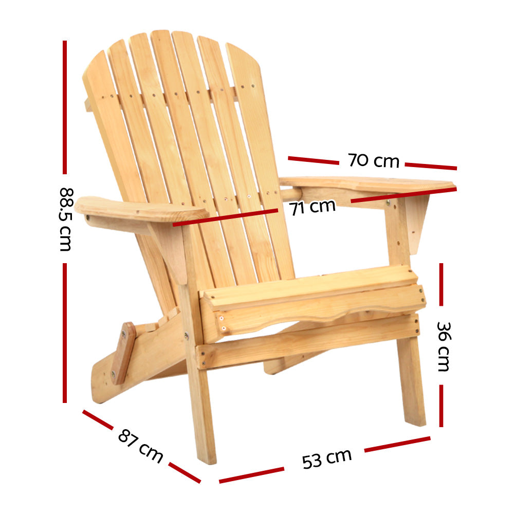 Gardeon Adirondack Outdoor Chairs Wooden Beach Chair Patio - FF-BEACH-CHAIR-NTL