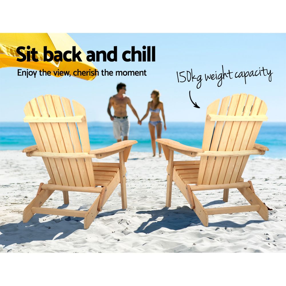 Gardeon Adirondack Outdoor Chairs Wooden Beach Chair Patio - FF-BEACH-CHAIR-NTL