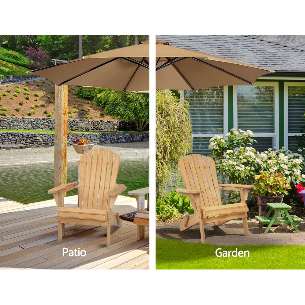 Gardeon Adirondack Outdoor Chairs Wooden Beach Chair Patio - FF-BEACH-CHAIR-NTL