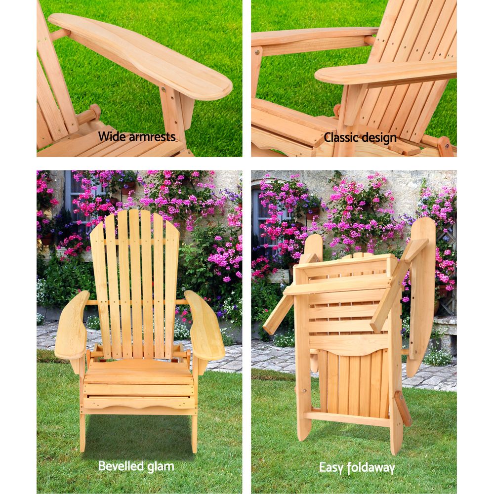 Gardeon Adirondack Outdoor Chairs Wooden Beach Chair Patio - FF-BEACH-CHAIR-NTL