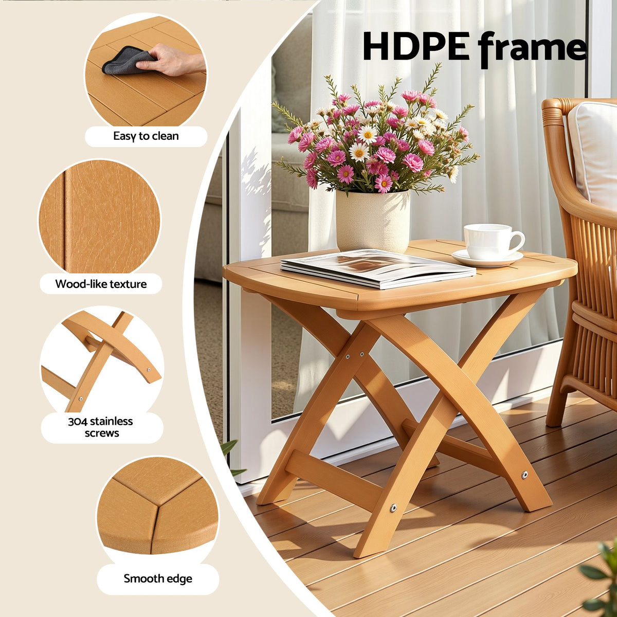 Gardeon Outdoor Coffee Side Table HDPE Desk Indoor - FF-BEACH-DESK-HE-NTL