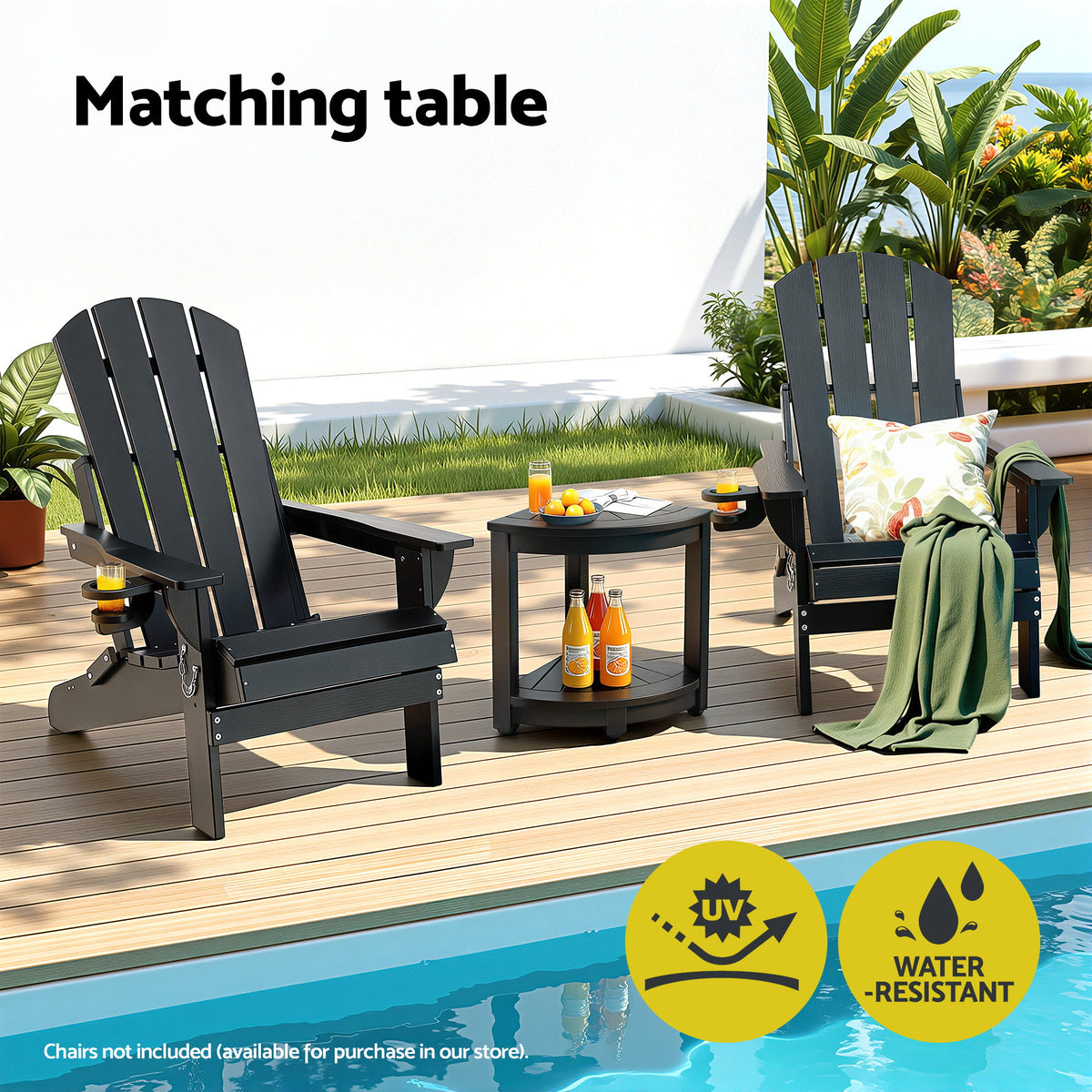 Gardeon Outdoor Coffee Side Table HDPE Desk Corner - FF-BEACH-DESK-HECOR-BK