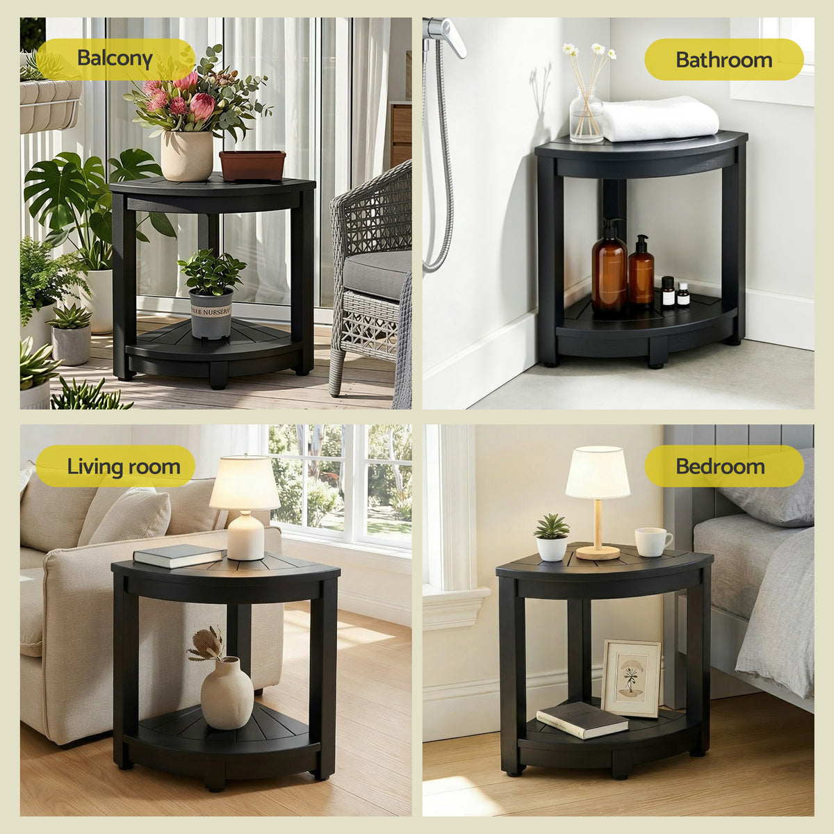 Gardeon Outdoor Coffee Side Table HDPE Desk Corner - FF-BEACH-DESK-HECOR-BK