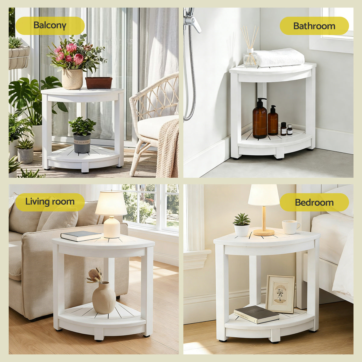 Gardeon Outdoor Coffee Side Table HDPE Desk Corner - FF-BEACH-DESK-HECOR-WH