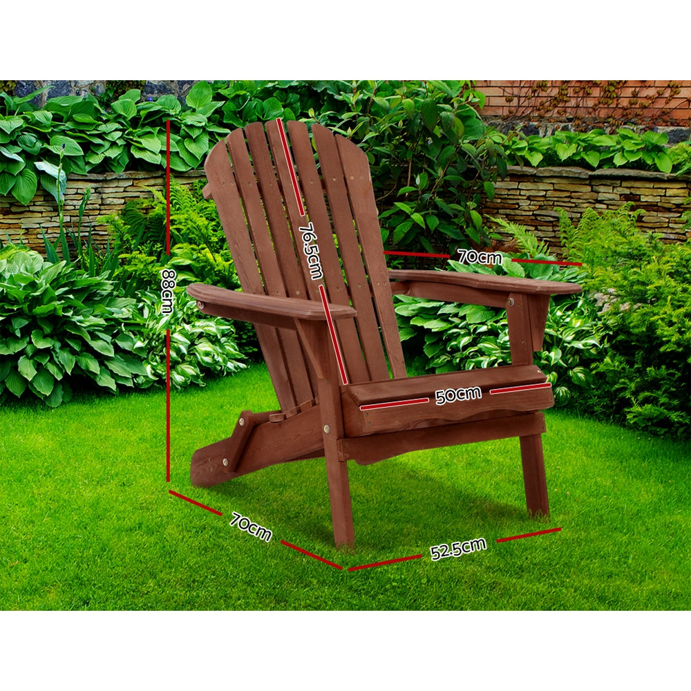 Gardeon Adirondack Outdoor Chairs Wooden Foldable Beach C - FF-BEACH-NTLCHAIR-BR