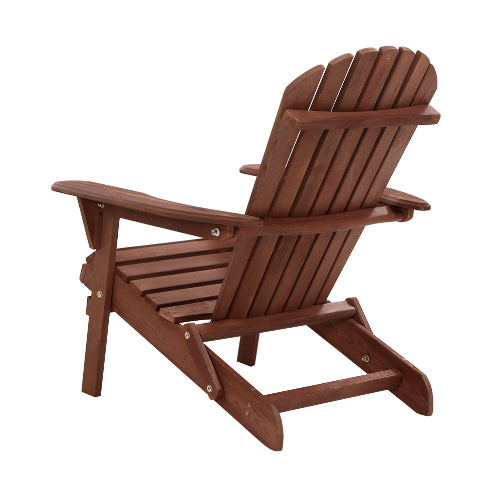 Gardeon Adirondack Outdoor Chairs Wooden Foldable Beach C - FF-BEACH-NTLCHAIR-BR