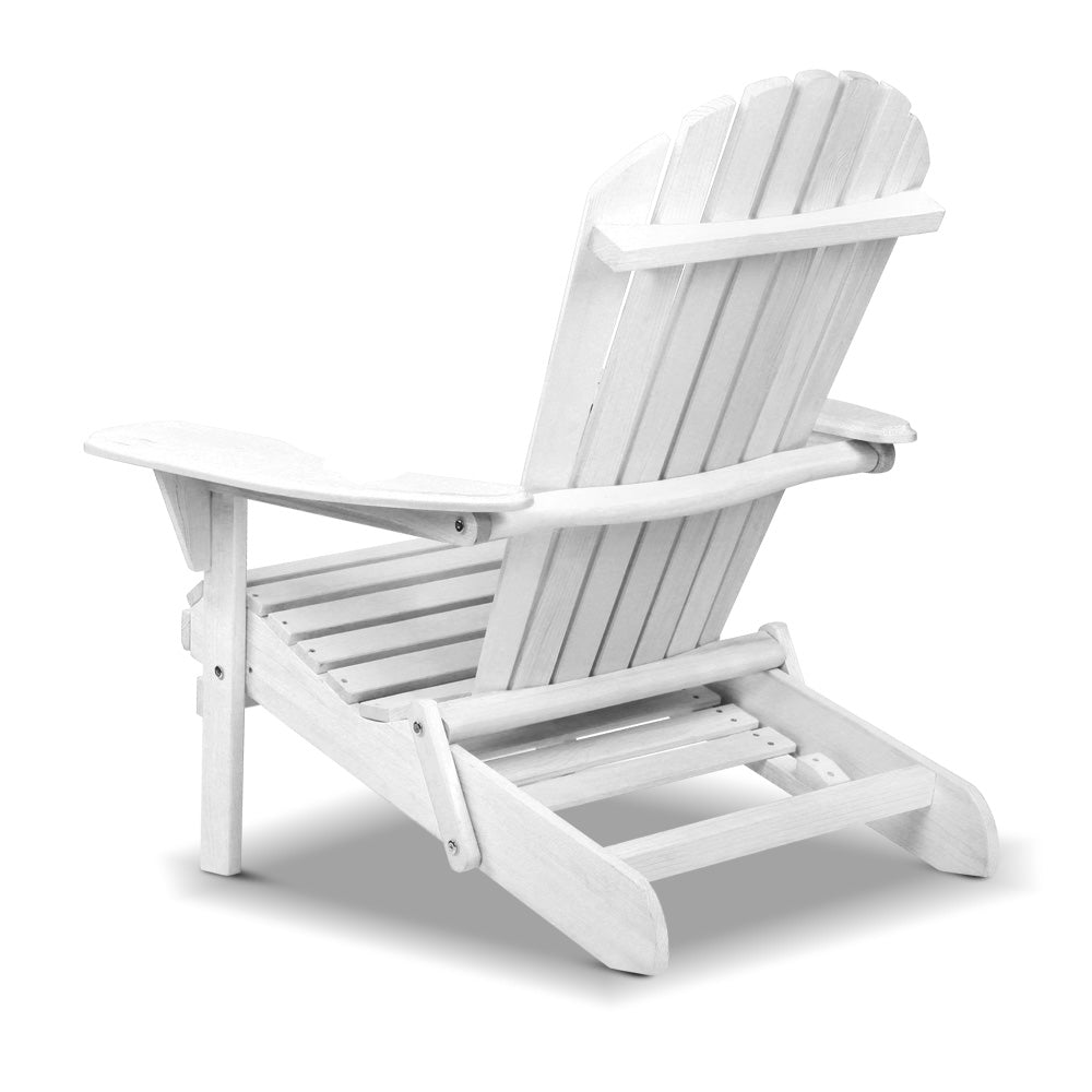 Gardeon Adirondack Outdoor Chairs Wooden Foldable Beach C - FF-BEACH-NTLCHAIR-WH
