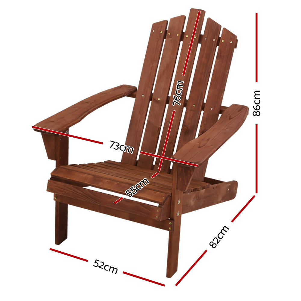 Gardeon Adirondack Outdoor Chairs Wooden Beach Chair Patio F - FF-BEACH-UF-CH-BR