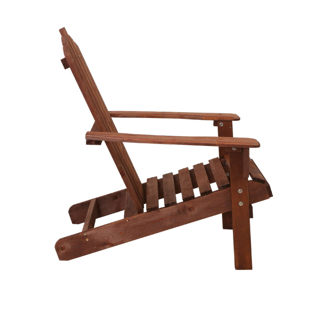Gardeon Adirondack Outdoor Chairs Wooden Beach Chair Patio F - FF-BEACH-UF-CH-BR