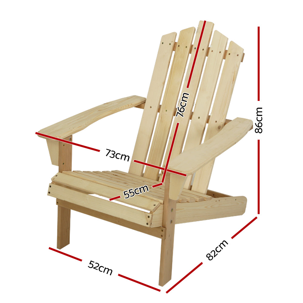 Gardeon Adirondack Outdoor Chairs Wooden Beach Chair Patio F - FF-BEACH-UF-CH-NW