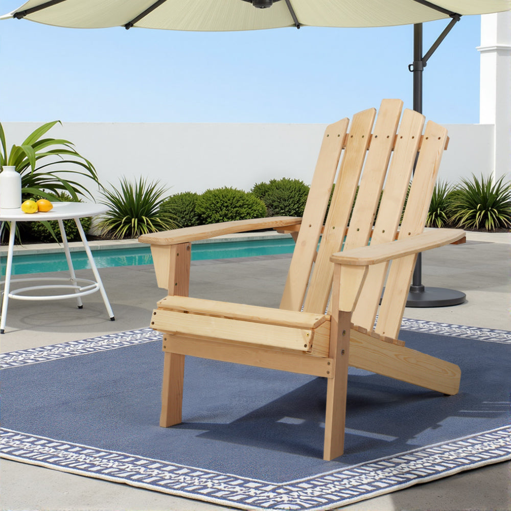 Gardeon Adirondack Outdoor Chairs Wooden Beach Chair Patio F - FF-BEACH-UF-CH-NW