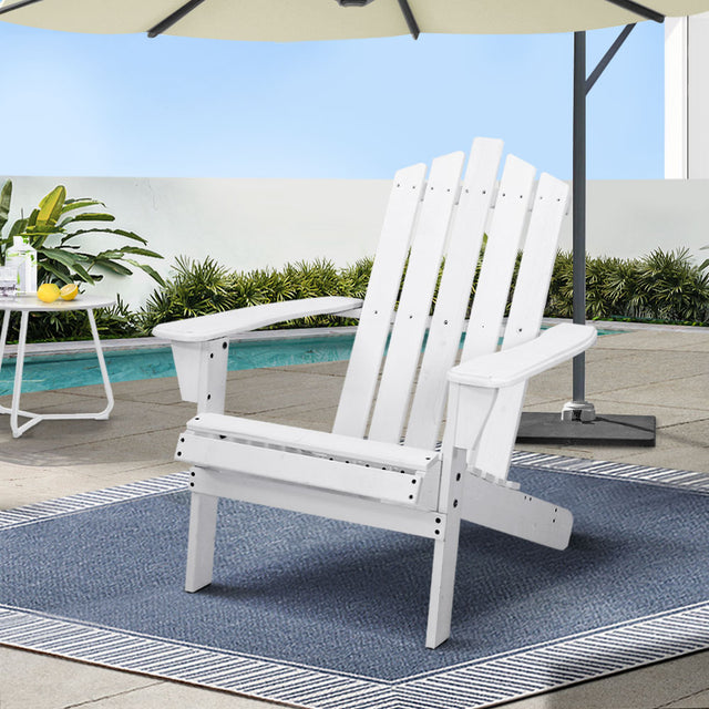 Gardeon Adirondack Outdoor Chairs Patio Furniture Garden White Charcoal/White