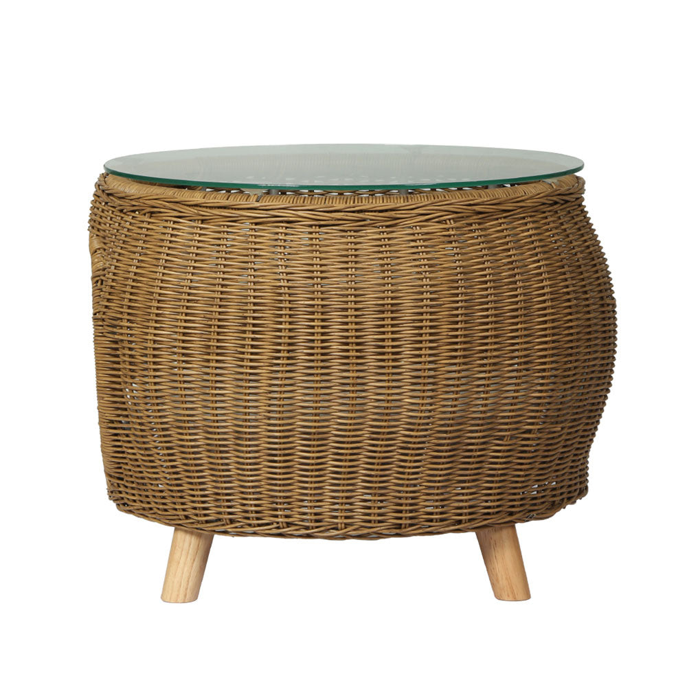 Gardeon Coffee Side Table Wicker Aluminium Desk Pet Bed - FF-COFFEE-TB-YE