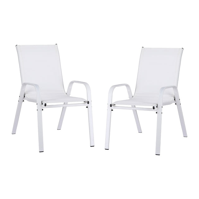 Gardeon 2PC Outdoor Dining Chairs Stackable Lounge Chair Patio Furniture White