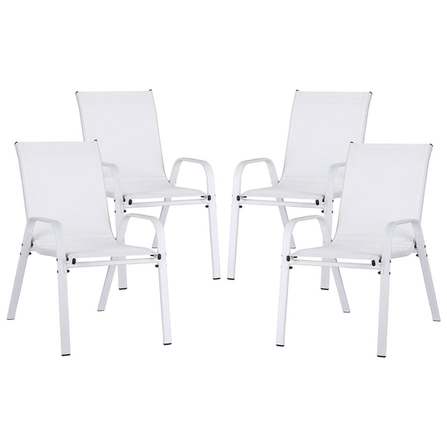 Gardeon 4PC Outdoor Dining Chairs Stackable Lounge Chair Patio Furniture White