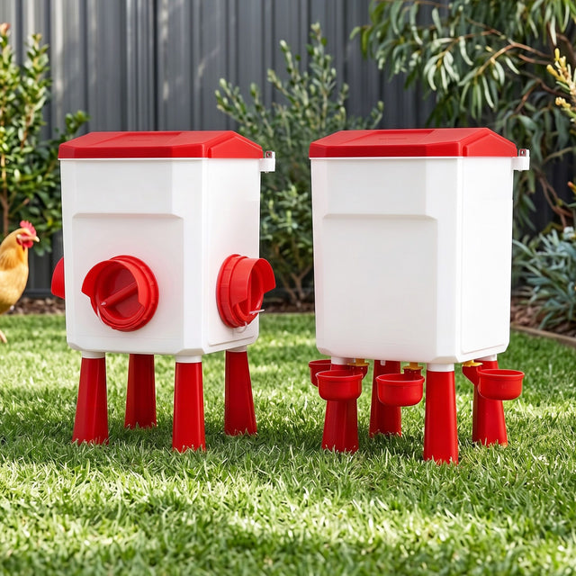 Giantz 12kg Chicken Feeder 11L Waterer Set Red