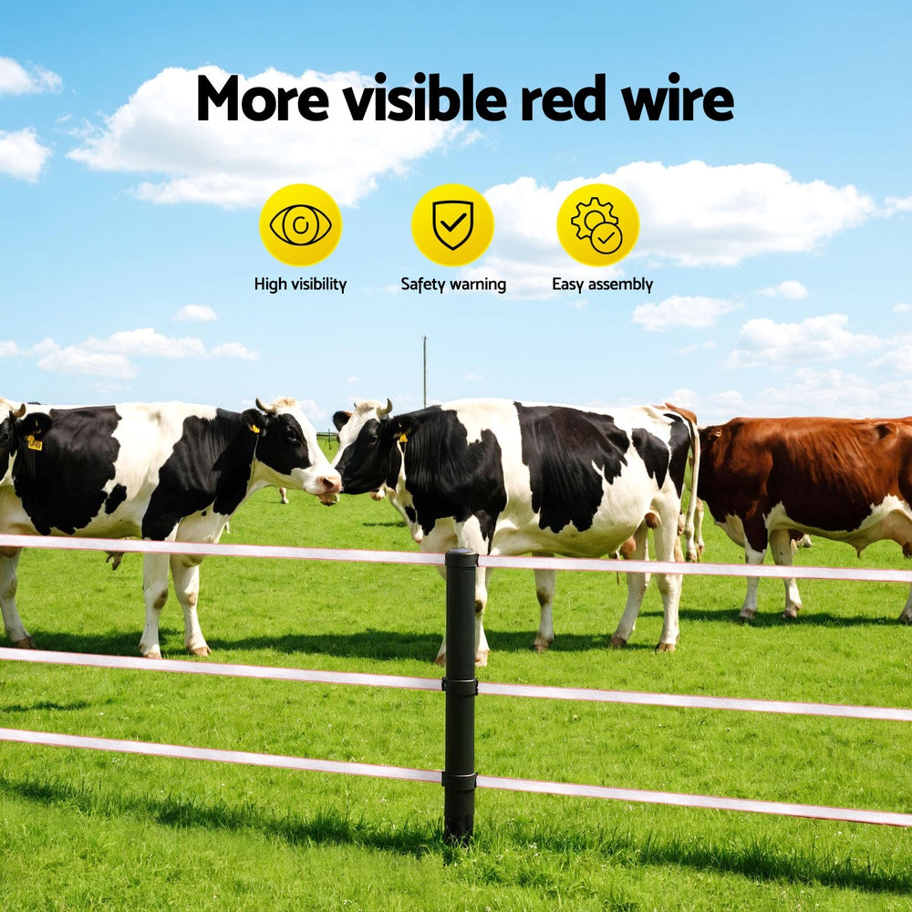 Giantz Electric Fence Tape Polytape 400M Electric Fence Wire Red White