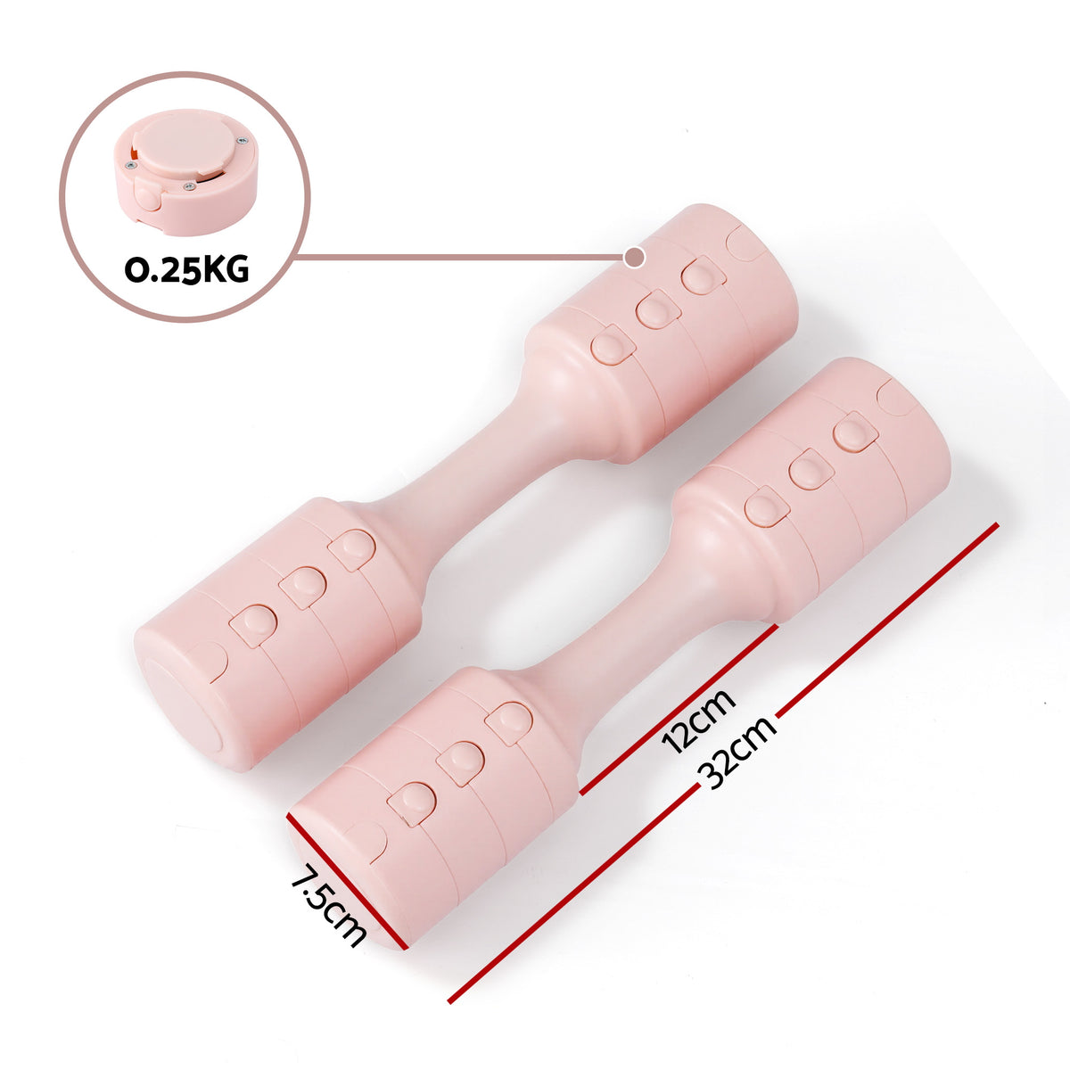 Everfit 2x2.5kg Adjustable Dumbbell Set Weights Set 4-in-1 Home - FIT-K-DB-5KG
