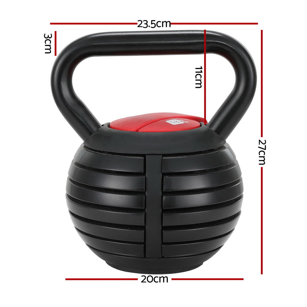 Everfit 18kg Adjustable Kettlebell Set Portable Kettle Bell Weight Dumbbells