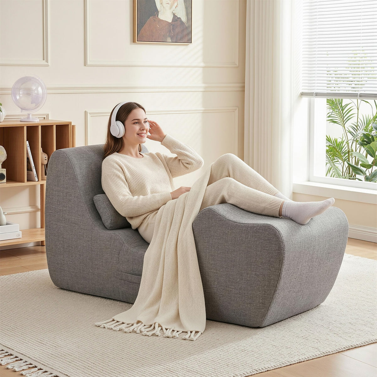 Artiss Chaise Lounge Chair Ergonomic S-Curve Floor - FLOOR-CHAISE-FOAM-DAGY