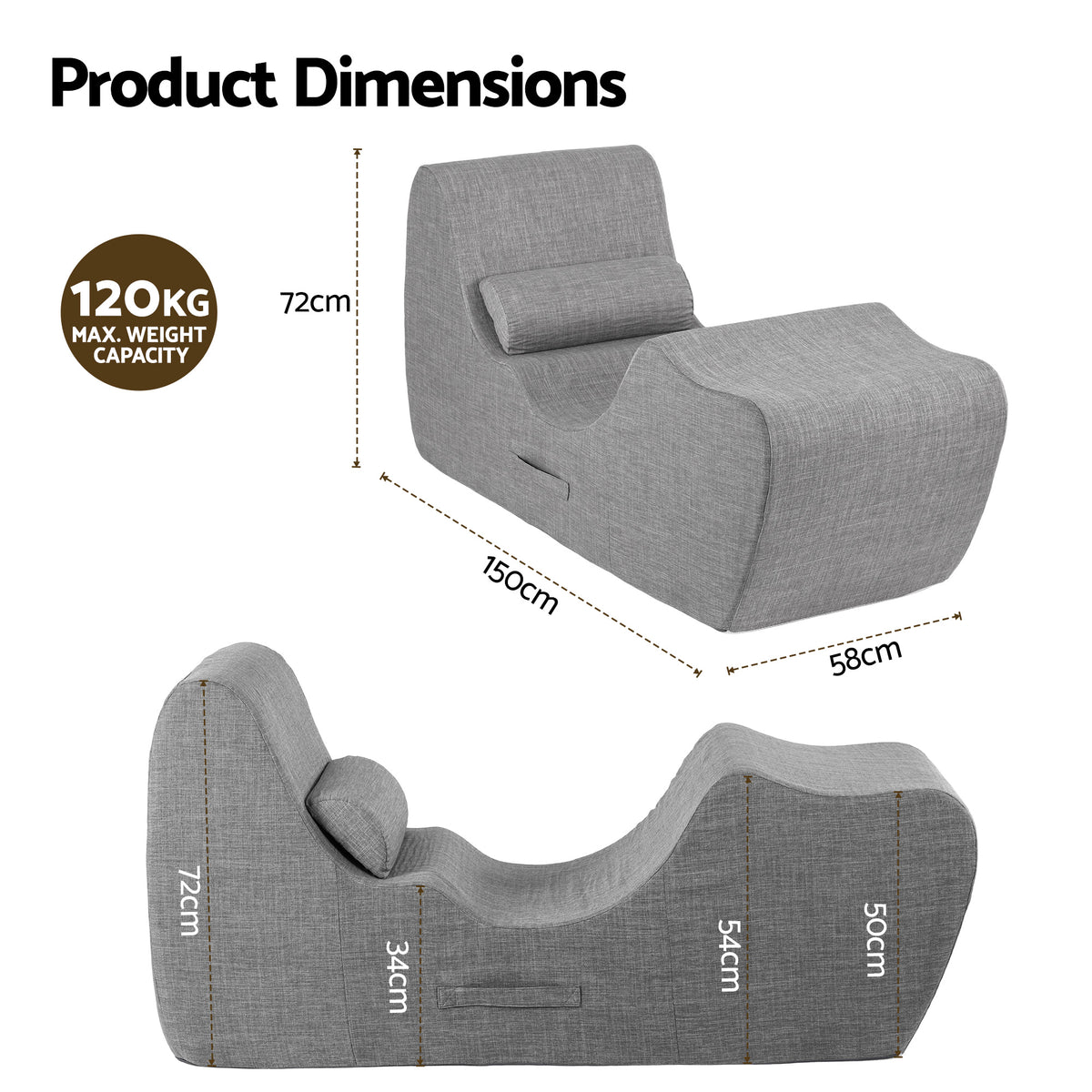 Artiss Chaise Lounge Chair Ergonomic S-Curve Floor - FLOOR-CHAISE-FOAM-DAGY