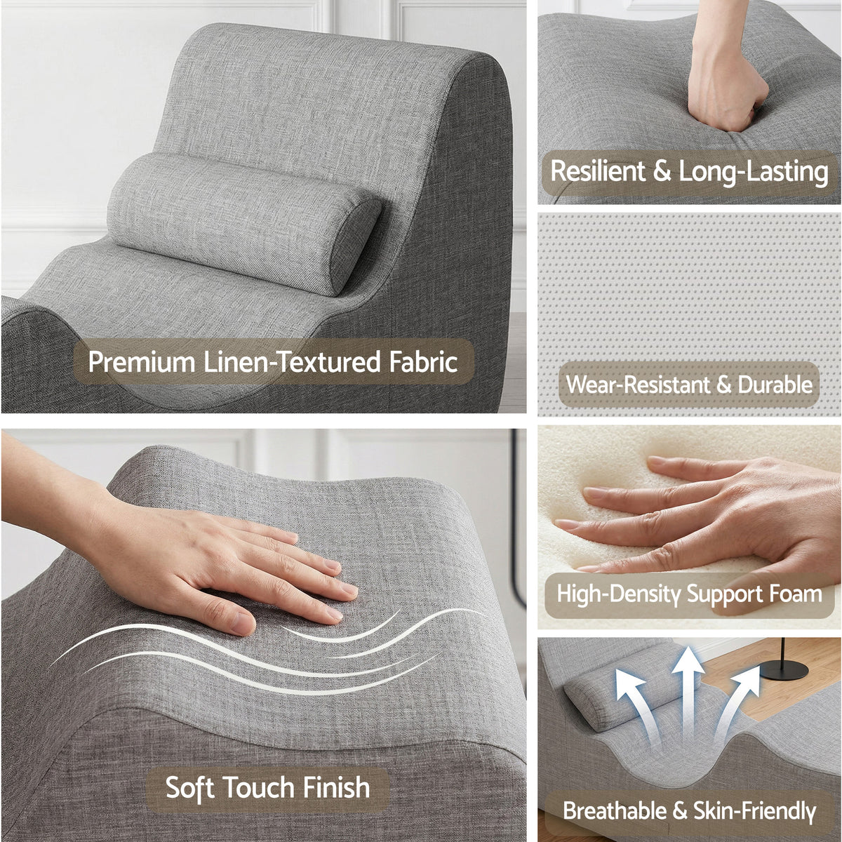 Artiss Chaise Lounge Chair Ergonomic S-Curve Floor - FLOOR-CHAISE-FOAM-DAGY