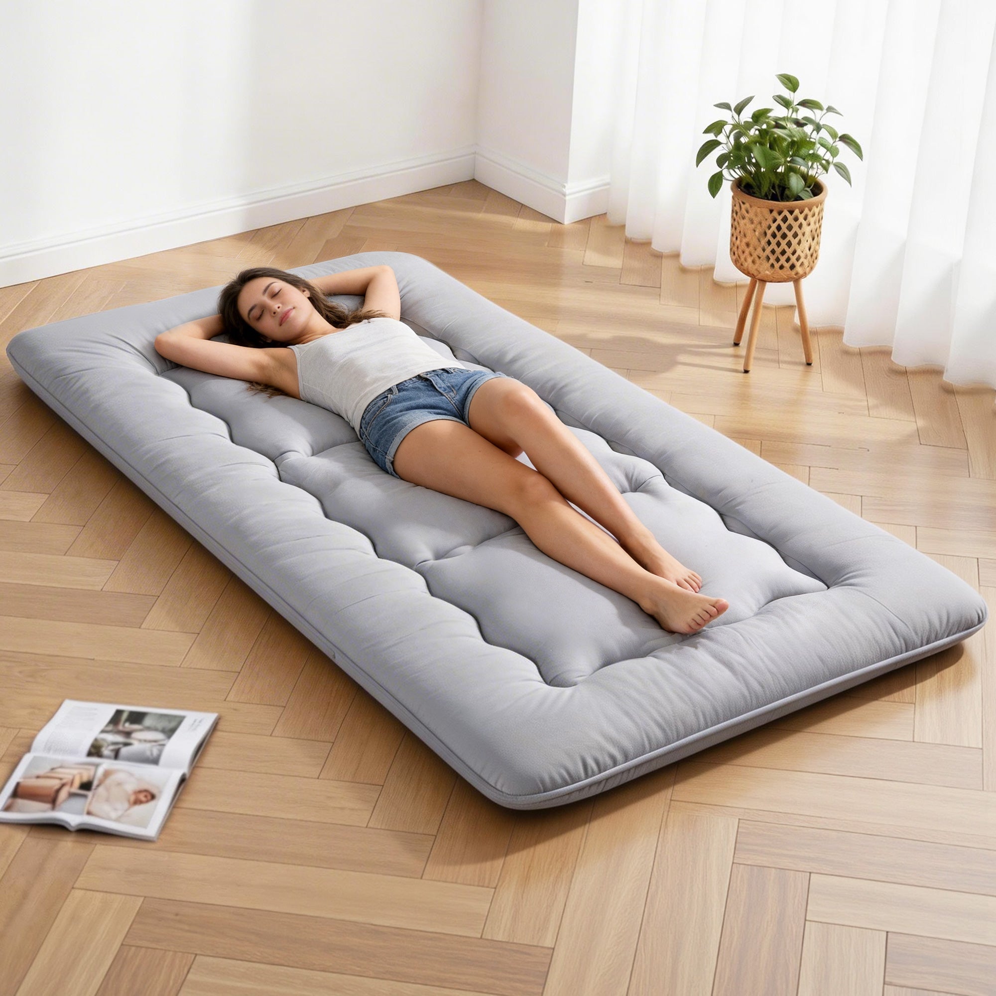 Giselle Bedding 10cm Japanese Floor Mattress Foldable - FM-FUTON-100-10-GY