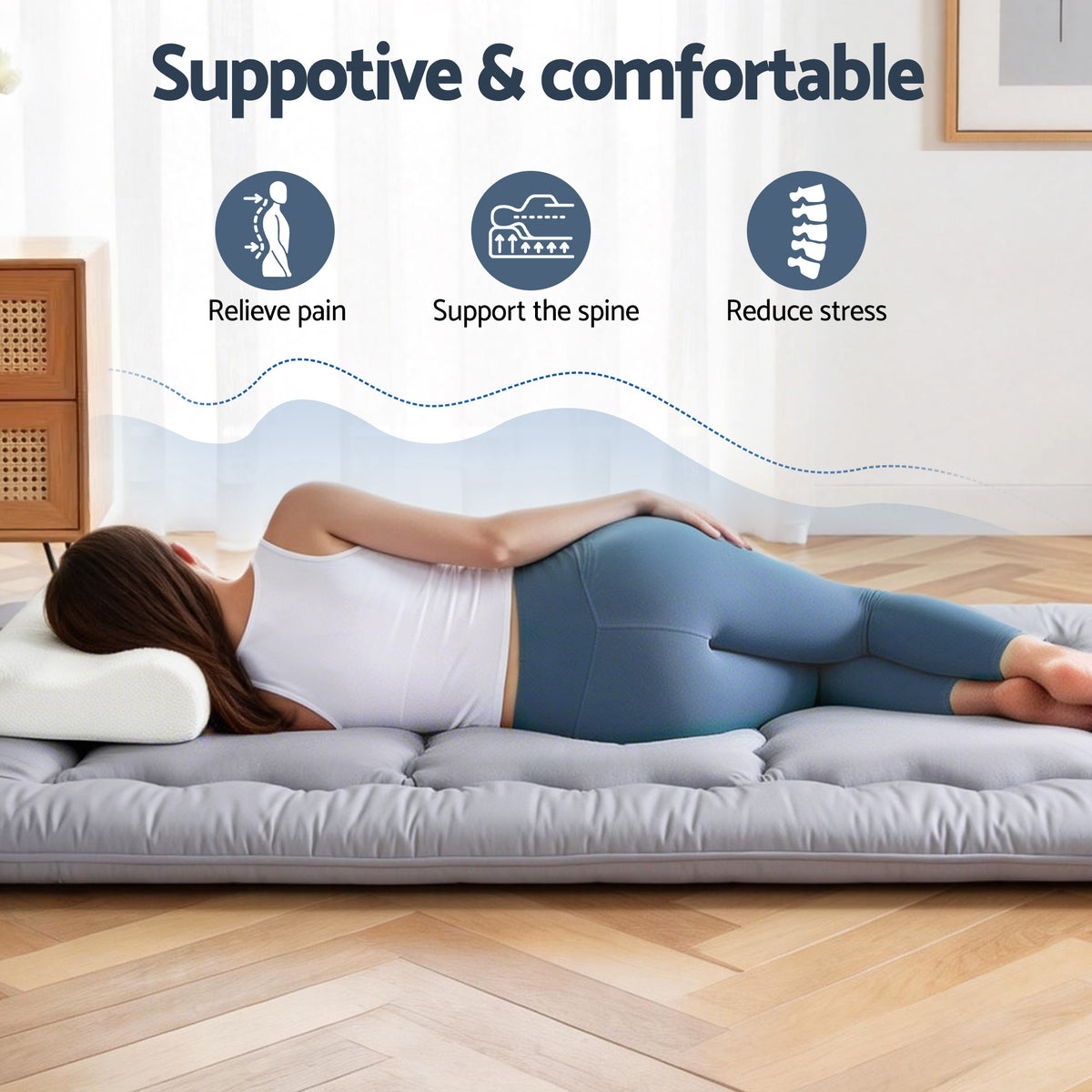 Giselle Bedding 10cm Japanese Floor Mattress Foldable - FM-FUTON-100-10-GY