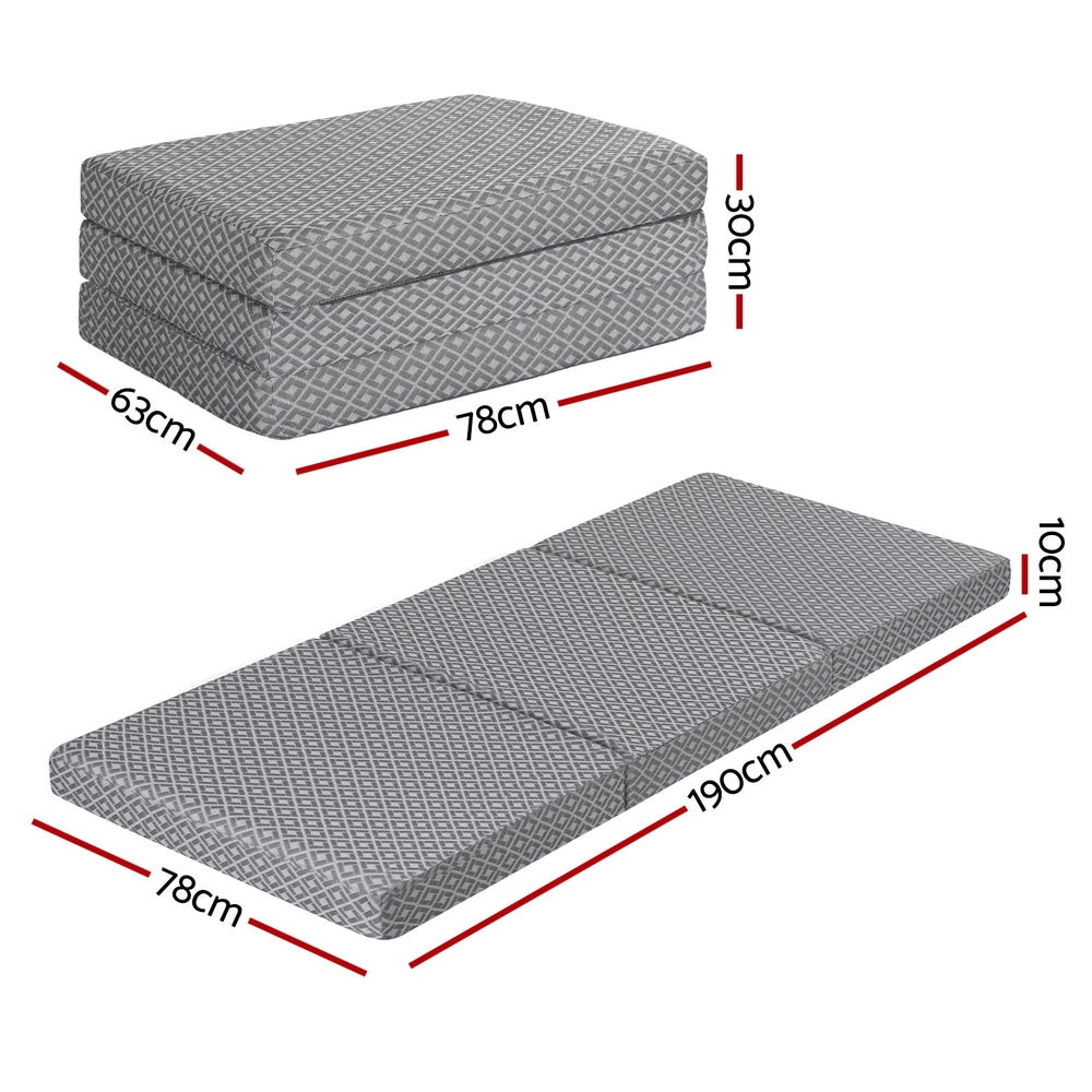 Giselle Foldable Mattress Folding Sofa Bed Trifold - FOAM-MFM-TRIO-DUAL-GY